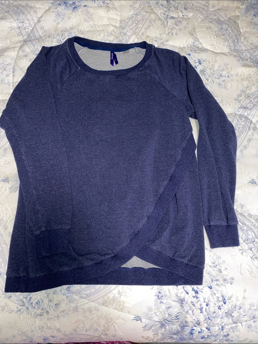 Seraphine Maternity Navy Cross-Front Pullover Sweatshirt